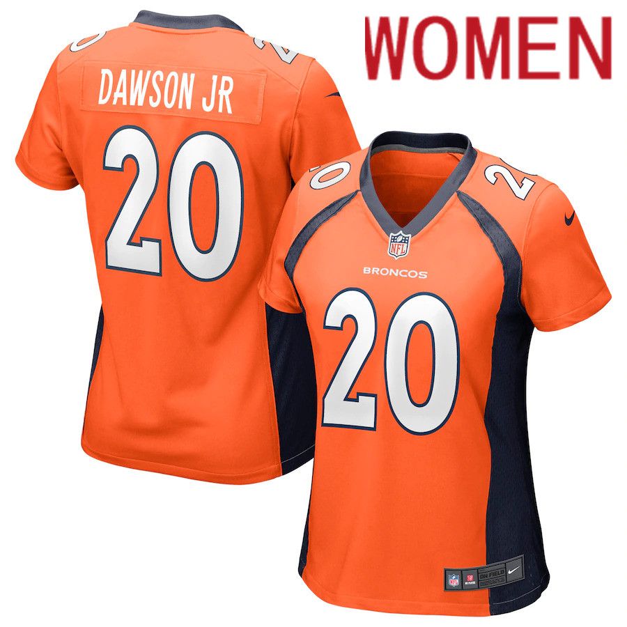 Women Denver Broncos 20 Duke Dawson Jr Orange Nike Game NFL Jersey